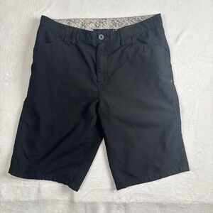Y2K Hurley Black Chino Style Embroidered Flat Front Shorts Men's Waist 34" x 13"